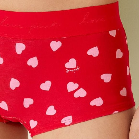Hearts VS PINK LOGO Boyshort Underwear Valentine's Day Holiday Panties Heart NWT - Picture 5 of 11